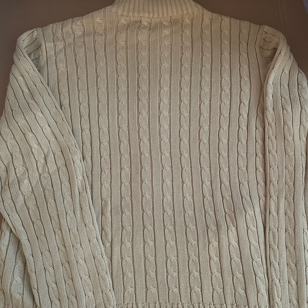 Lauren Ralph Lauren VTG women L Cable Full Zip Mock Neck Sweater